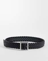 Topshop weave leather belt in black