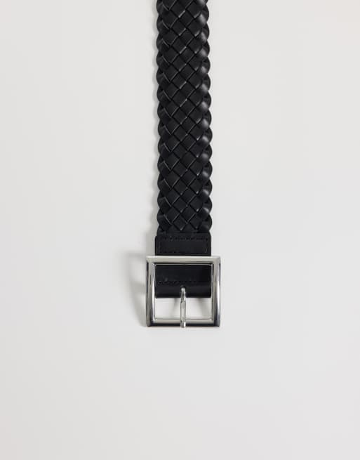Topshop weave leather belt in black, 3 of 3