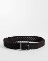 Topshop weave leather belt in brown