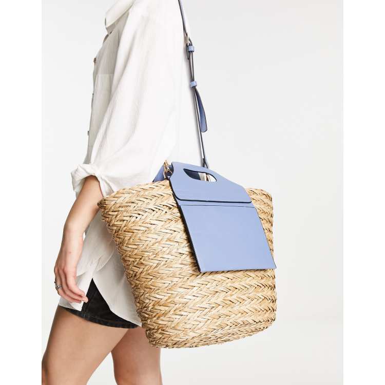 Hereu mini Cabas straw tote bag, Neutrals