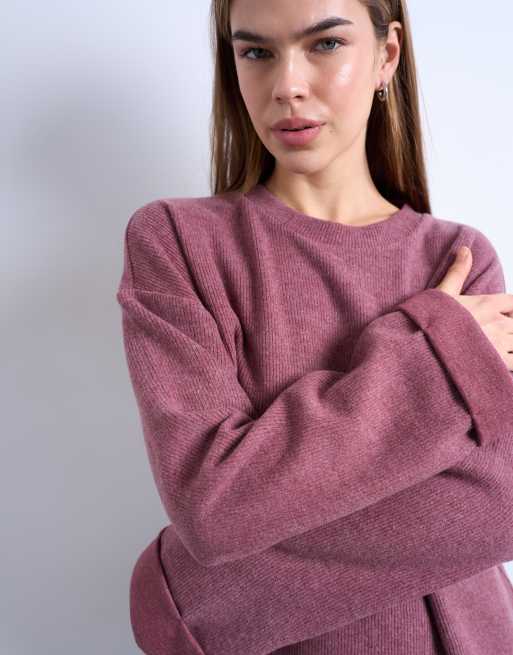 Topshop – Weiches Skater-T-Shirt in Feige mit weiten Ärmeln, 3 von 4