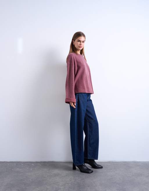Topshop – Weiches Skater-T-Shirt in Feige mit weiten Ärmeln, 4 von 4
