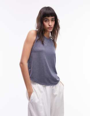 Topshop - Weiches Tanktop in Blau mit lockerem Schnitt