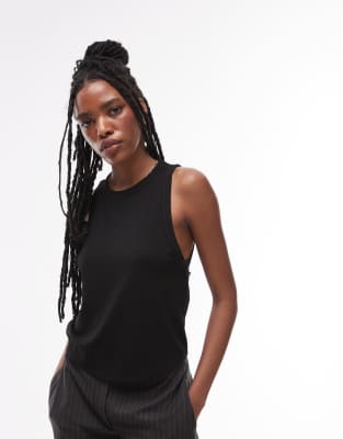 Topshop - Weiches Tanktop in Schwarz mit lockerem Schnitt