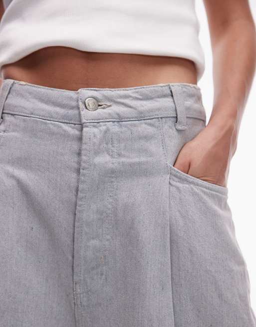 Topshop – Weit geschnittene Jeans in Kreideblau mit starken Bundfalten, 2 von 5