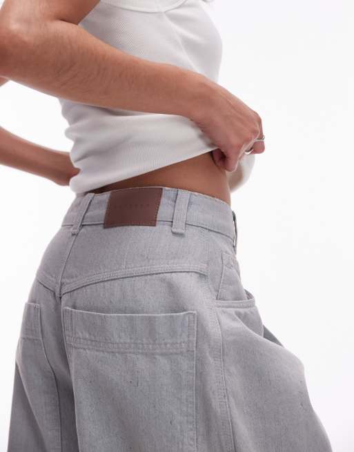 Topshop – Weit geschnittene Jeans in Kreideblau mit starken Bundfalten, 5 von 5