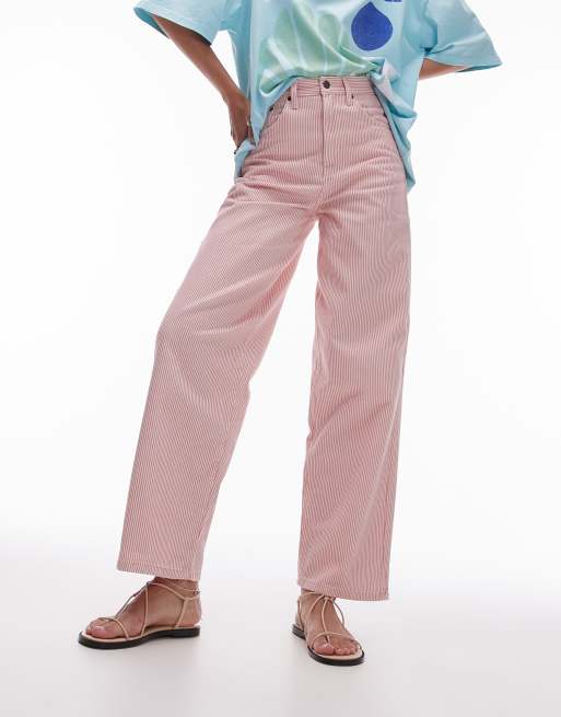 Topshop – Weite Jeans mit roten Streifen und hohem Bund , 2 von 5