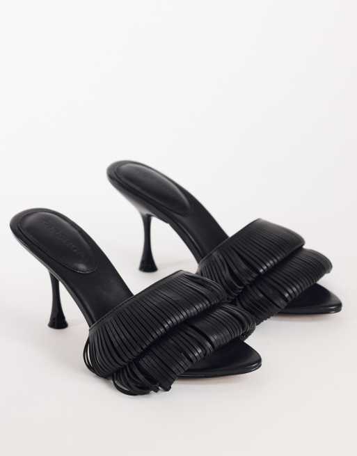 Topshop Wendy looped fringe heeled sandal in black, 2 of 4