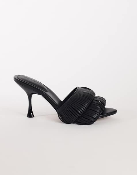 Topshop Wendy sandalia de tacón con flecos en bucle negra - view 1