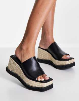 Topshop West espadrille wedge mule in black