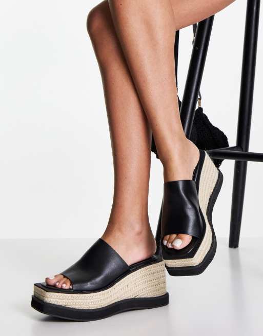 Topshop West espadrille wedge mule in black