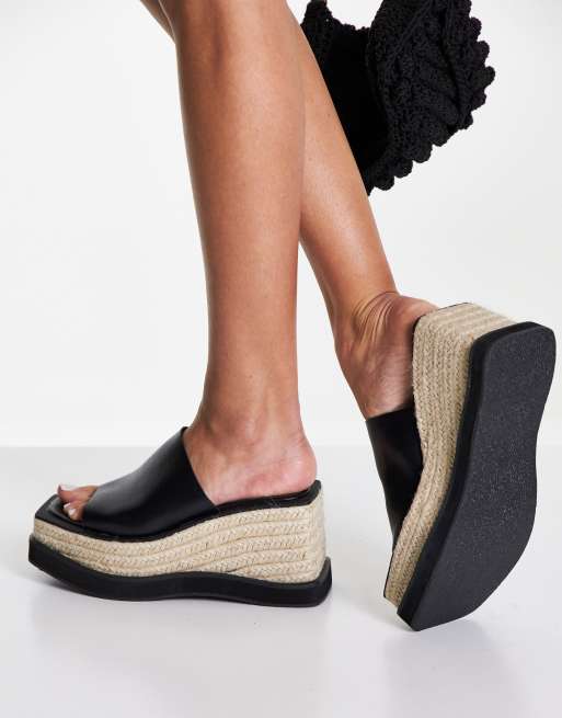 Prik Knorrig Hervat Topshop - West - Open espadrilles met sleehak in zwart | ASOS