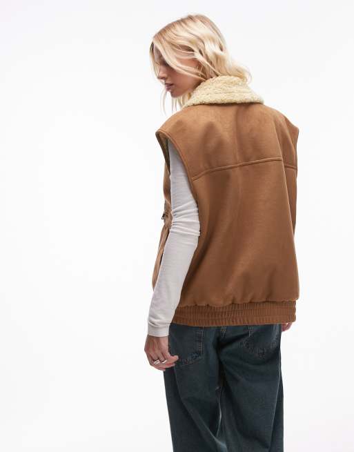 Topshop – Weste aus Wildlederimitat in Hellbraun, 4 von 4