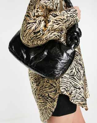 Wet Look Knot Shoulder Bag In Black ModeSens
