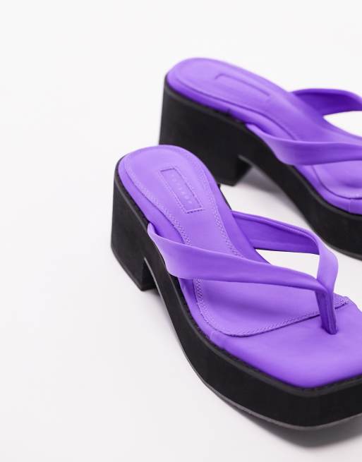 Topshop – Whisper – Lila, grova platåsandaler med tårem, 2 av 4