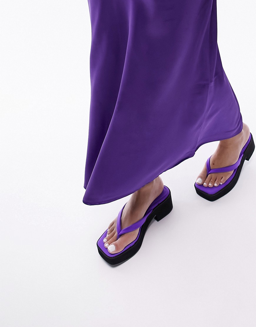 Topshop Whisper toe thong platform chunky sandal in purple