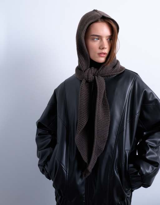 Topshop – Wiązana kominiarka w brązowym kolorze