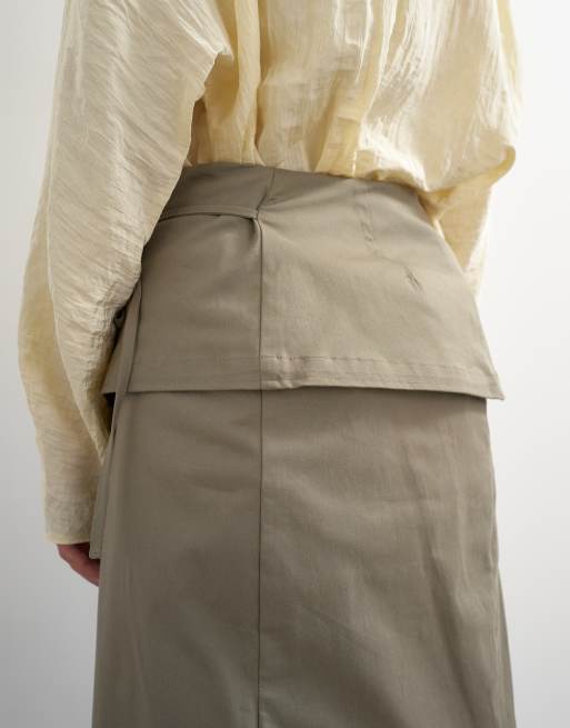 Topshop Wickel-Maxirock aus Twill mit Bindedetail in Anthrazitgrau, 3 von 5