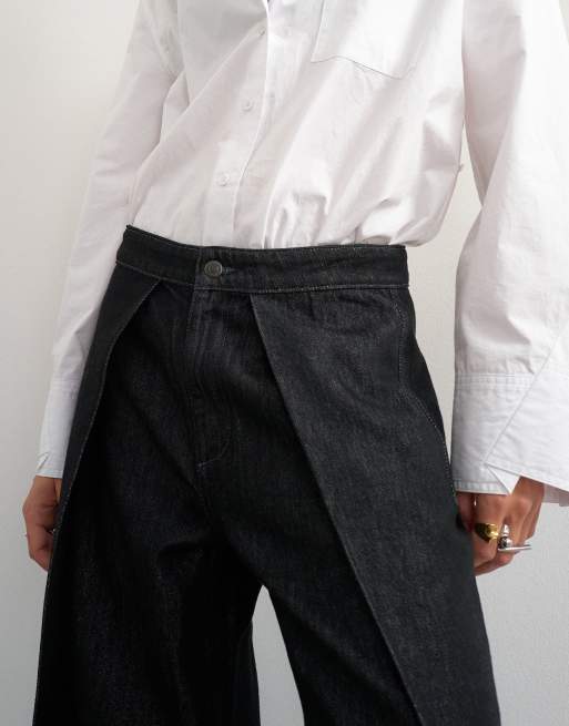 Topshop Wickeloptik-Jeans in verwaschenem Schwarz, 5 von 5