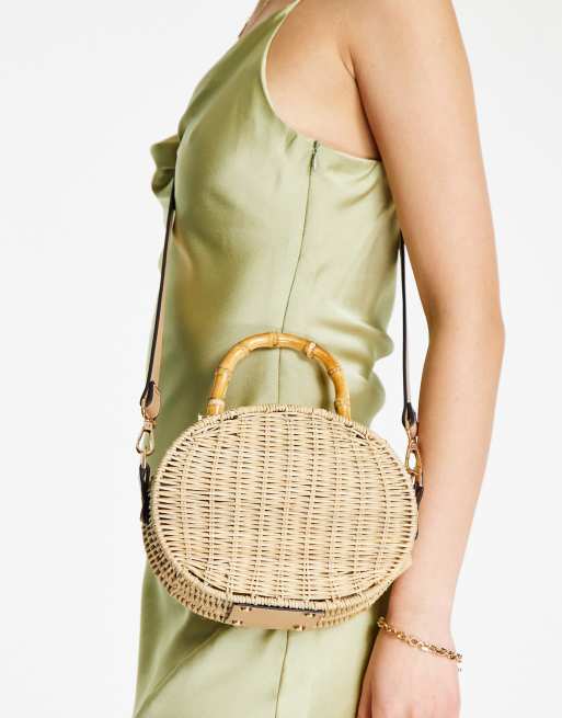 Bamboo Wicker Crossbody Bag