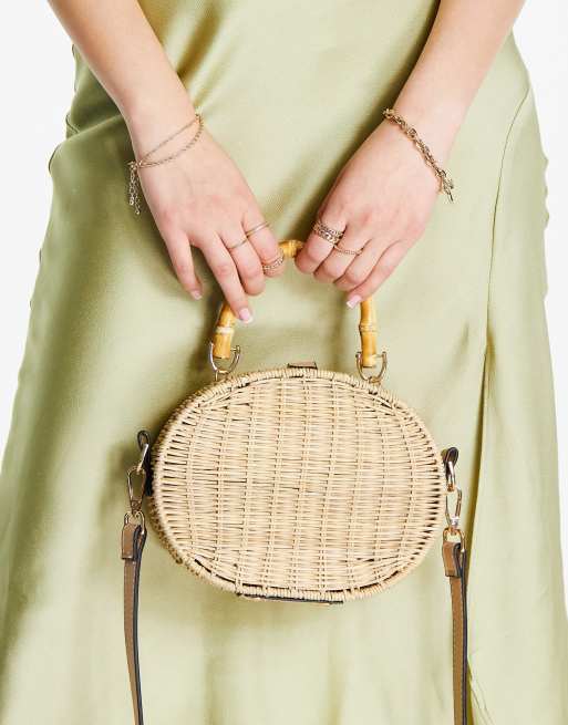 Straw rattan crossbody discount bag