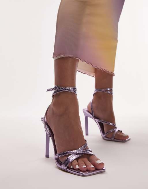 Square toe barely there heels sale