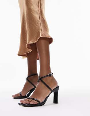 Topshop Salone Two Park Block Heel Sandal In Black