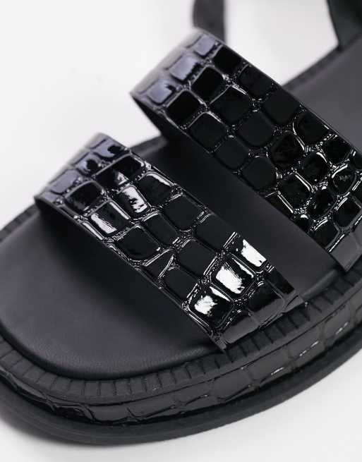 Black best sale crocodile sandals