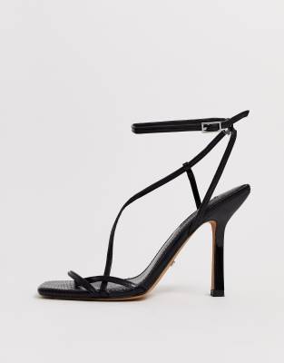 wide fit black strappy heels