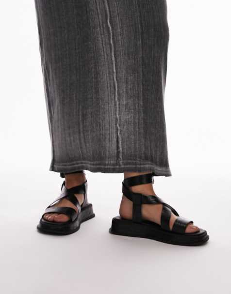 Topshop Wide Fit Jasmine chunky sandals in black - view 1