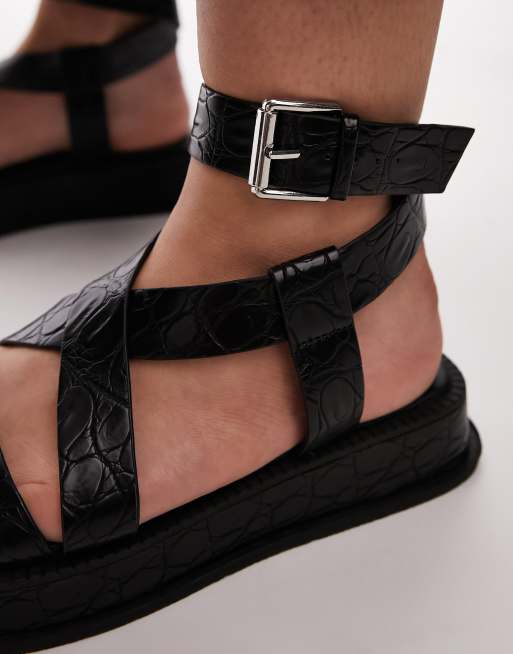 Topshop Wide Fit Jasmine chunky sandals in black
