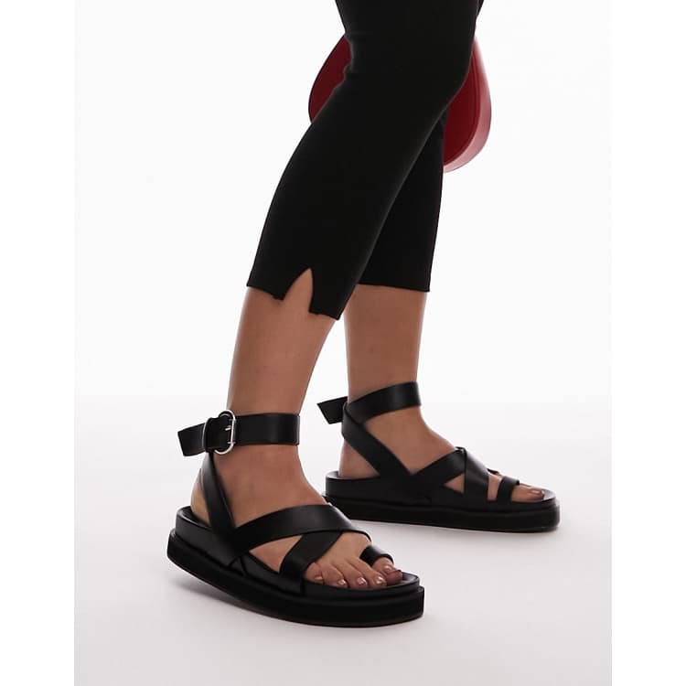 Stay aligned through your training plan with this stability shoe Cra wallonieShops Topshop Wide Fit Jaydee strappy sandals with toe loop in black