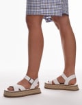 [Topshop] Topshop Wide Fit Jenna espadrille flat sandals in white croc 38 White croc