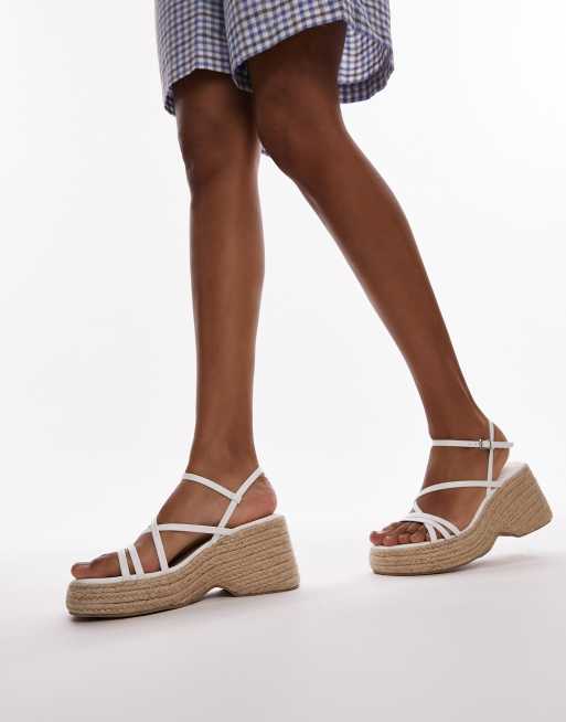 Topshop Wide Fit Jess espadrille wedges in white
