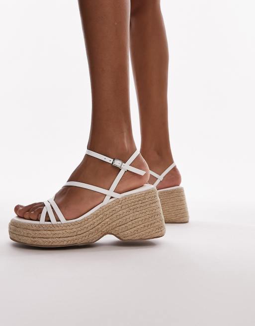 Topshop Wide Fit Jess espadrille wedges in white, 4 of 4