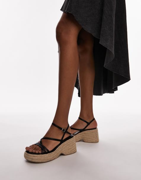 Topshop Wide Fit – Jesse – Czarne espadryle na koturnie - view 1
