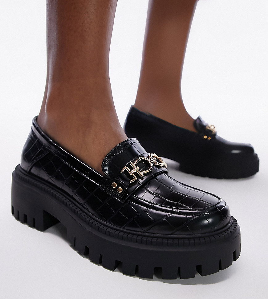 Shop Topshop Wide Fit Lacey Chunky Loafer In Black