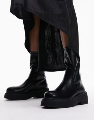  Wide Fit Laura textured sole ankle sock boot 