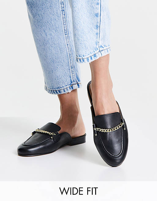 Topshop wide fit Liana loafer in black