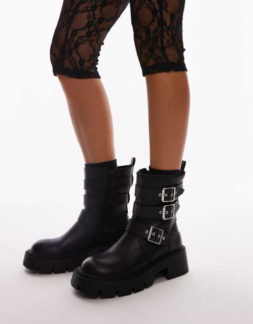 Chunky biker boots womens online