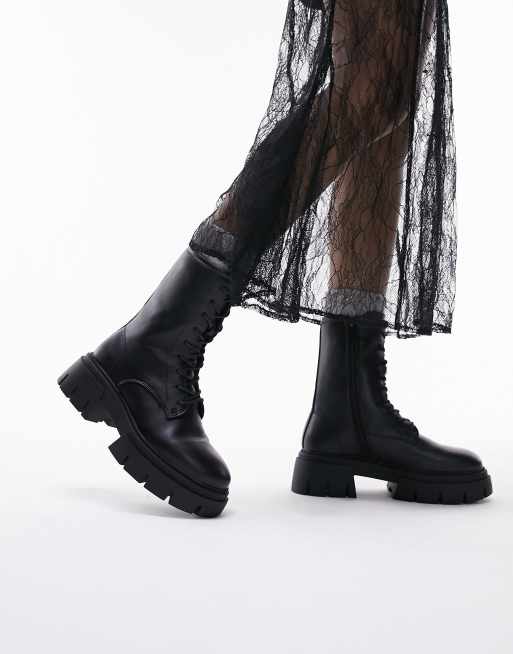 Topshop lace shop up ankle boots