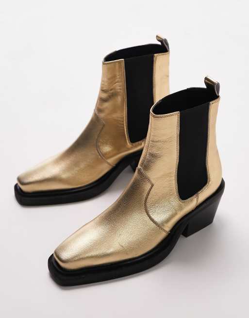 Gold store ankle boots