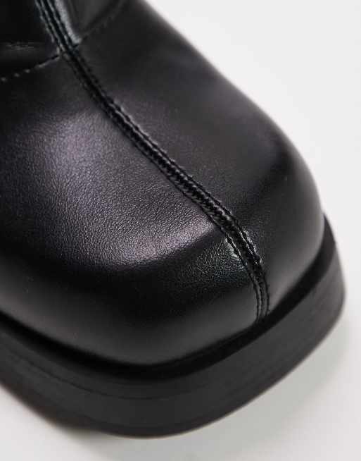 Topshop Wide Fit Maisie knee high block heel boot in black, 2 of 4