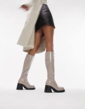 Shellys London Jupiter sock boots in chocolate high shine patent