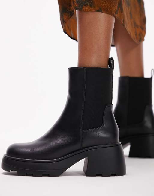 Topshop Fit Margot chunky boot in black |