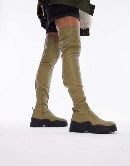 Olive over store the knee boots