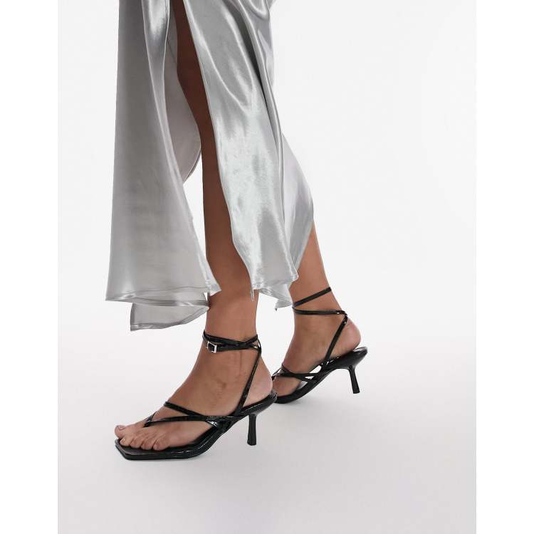 Wide fit black store kitten heel sandals