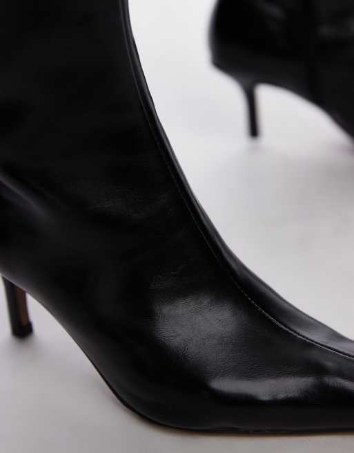 Topshop Wide Fit Natalia high heeled ankle boots in black