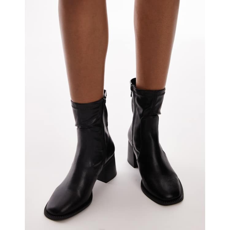 Topshop Wide Fit Nicola block heel ankle boot in black ASOS