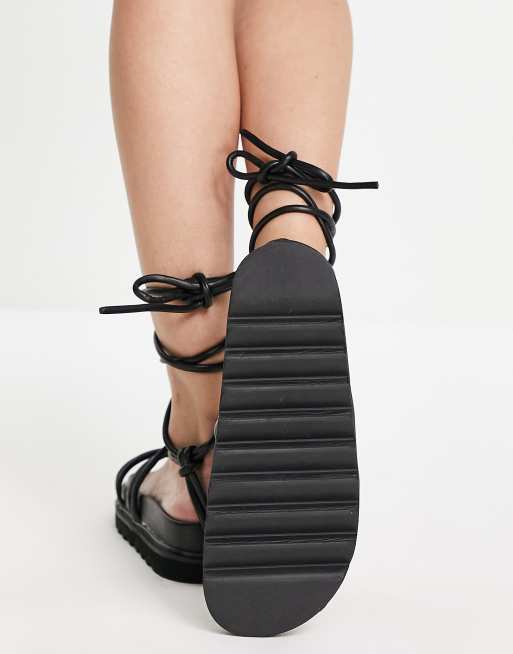 Chunky lace up store sandals